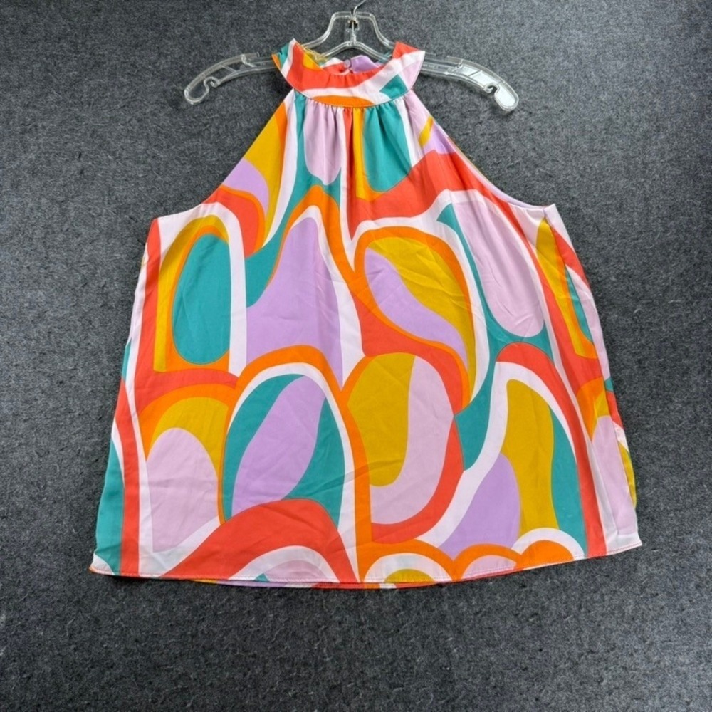 NWT New‎ Skies Are Blue Abstract Swirl Halter Neck Sleeveless Top Women's M